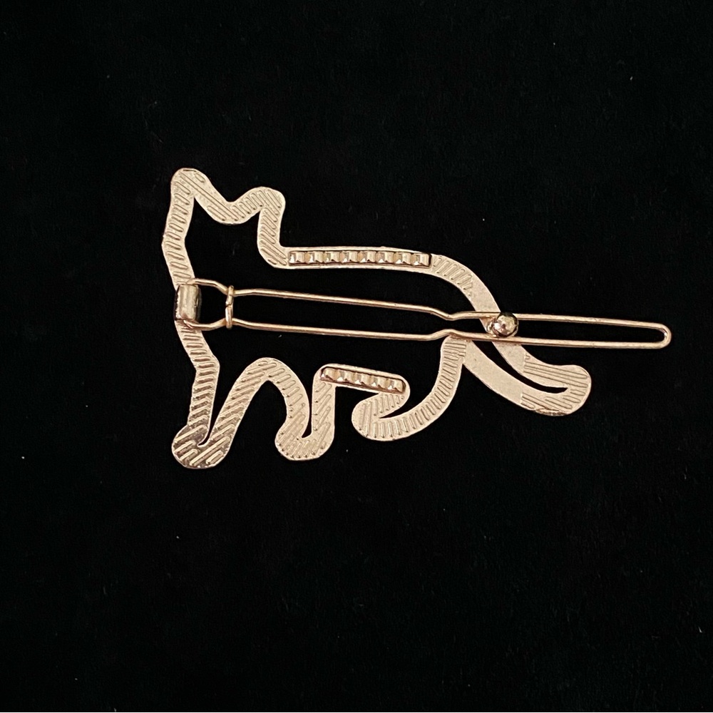 Gold-Tone Cat Silhouette Hair Pin / Brooch - Picture 2 of 3